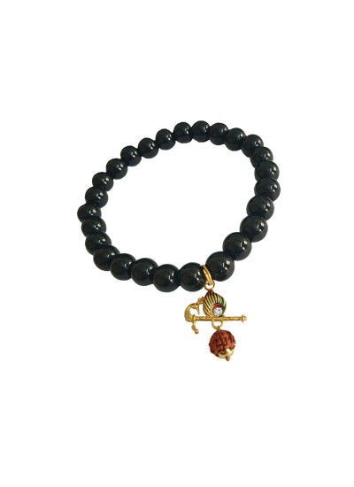 Krishna Flute Onyx Beads Bracelet By Menjewell